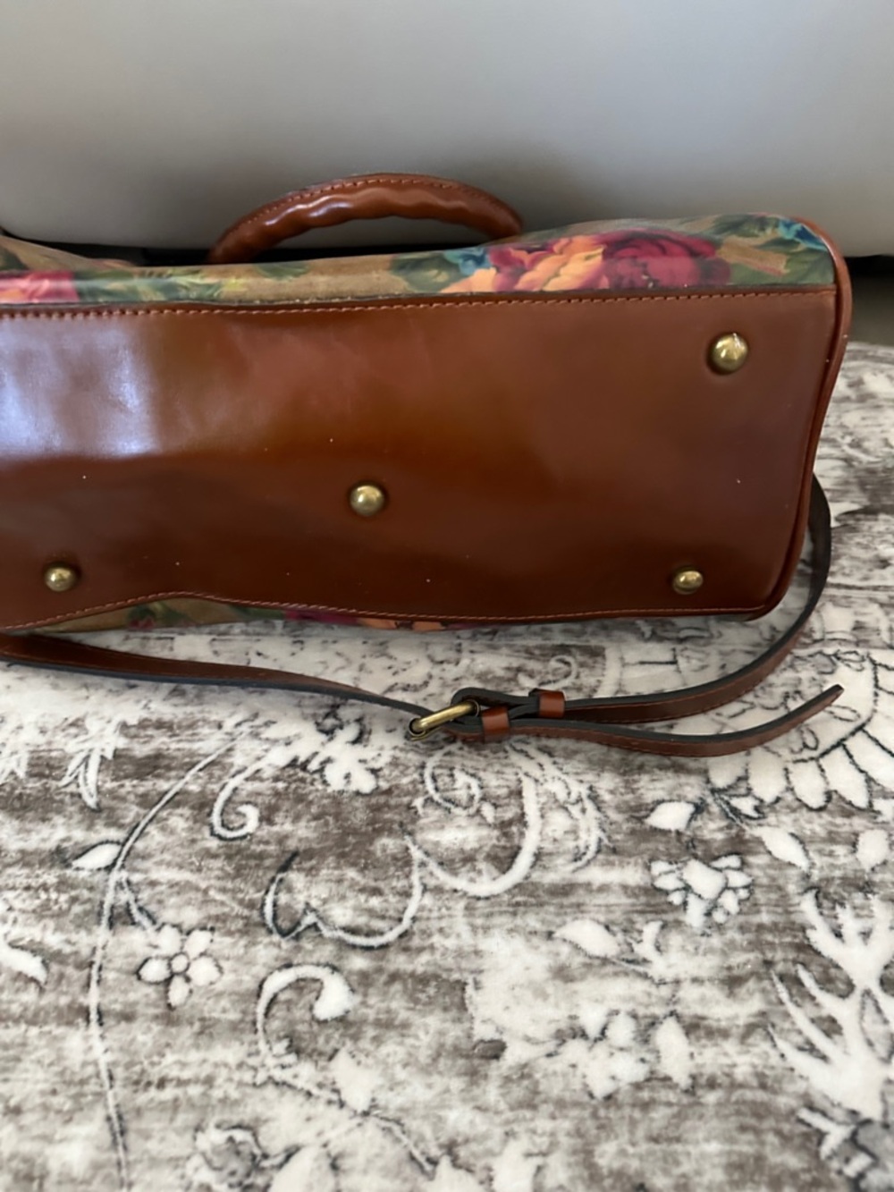 Patricia Nash Floral Crossbody Satchel in Brown and Multi-Color - Picture 3 of 3